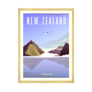 Poster New Zealand 40X50 cm + gold frame