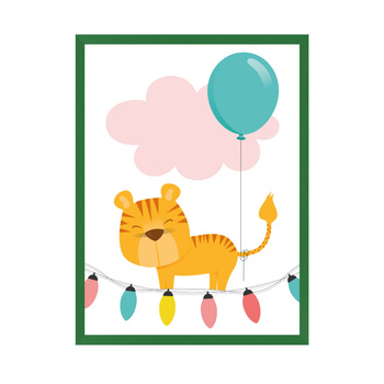 Children's Tigger Poster 40X50 cm + green frame