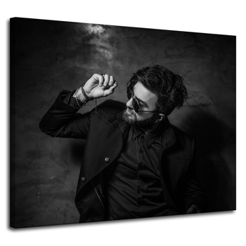 Canvas Print Black and White Man 100x80 cm