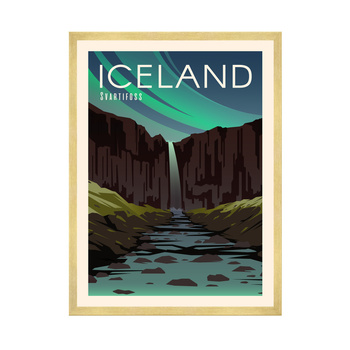Poster Country of Iceland 40X50 cm + gold frame