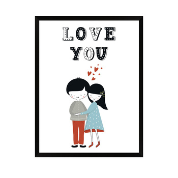 Children's poster Love you 24X30 cm + black frame