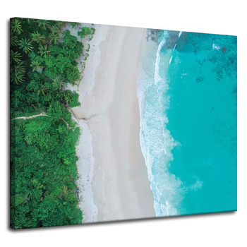 Canvas Print Water Waves Shore Trees Nature 100x80 cm
