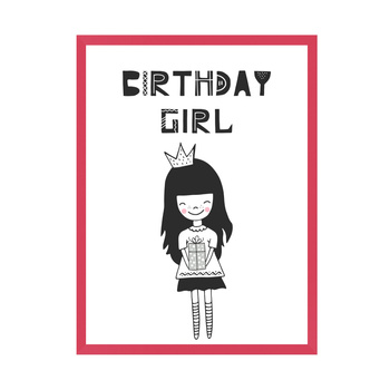 Birthday Poster Birthday girl 24X30 cm + amaranth frame