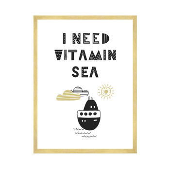 Children's poster I need vitamin sea_2 40X50 cm + gold frame
