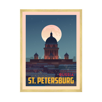 Poster of the City of St. Petersburg 40X50 cm + gold frame