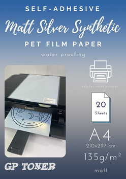 Self-adhesive matt silver synthetic waterproof paper A4 PAP-CSF011