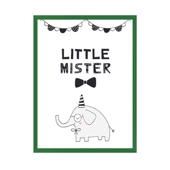 Little mister Birthday Poster 30X40 cm + green frame