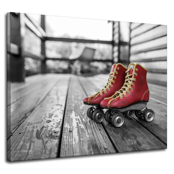 Canvas Print Vintage Red Roller Skates 100x80 cm