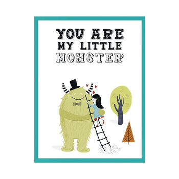 Children's poster You are my little monster 24X30 cm + turquoise sea frame