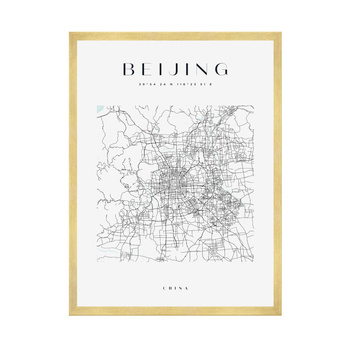 Poster Beijing city map square 40X50 cm + gold frame