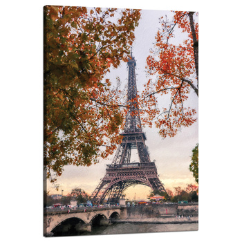 Canvas Print Eiffel Tower France Pastels Trees Autumn 80x120 cm