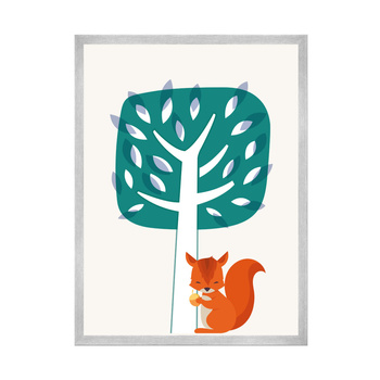 Children's Squirrel poster 50X70 cm + silver frame