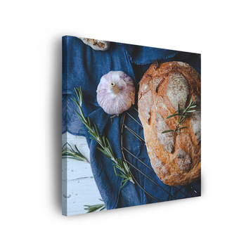 Canvas Print Bread Garlic Breakfast Rosemary Vintage 90x90