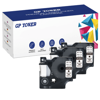 3x Tape for DYMO D1 43613 7m 6mm white black replacement GP-DY43613 x3