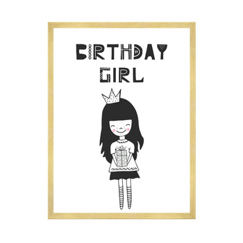 Birthday Poster Birthday girl 30X40 cm + gold frame