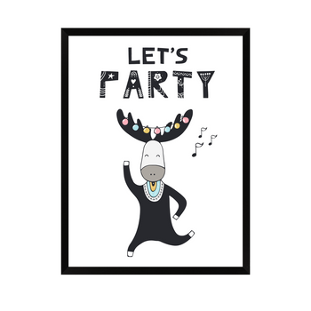 Let's party Birthday Poster 40X50 cm + black frame