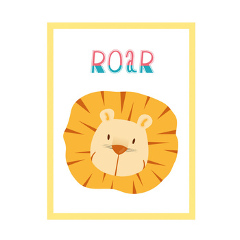 Children's Roar poster 40X50 cm + yellow frame