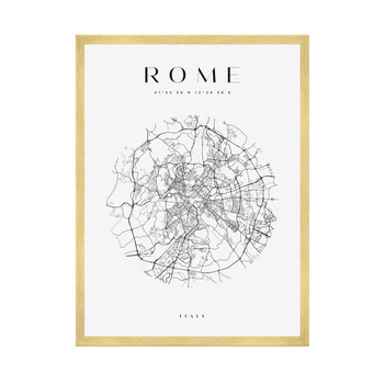 Poster Rome city map circle 40X50 cm + gold frame