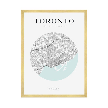 Poster Toronto city map circle 40X50 cm + gold frame