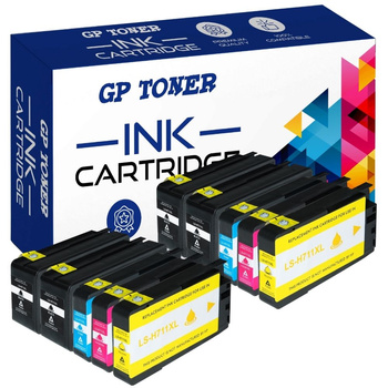 Set of 10x Replacement inks for HP DesignJet T120 T520 T130 GP-H711XL CMYKK x2 GP