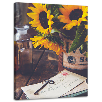 Canvas Print Botany Sunflowers Letters Key 30x40 cm