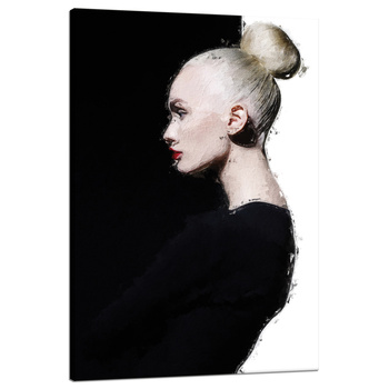 Canvas Print Black and White Woman Hair Bun 80x120 cm