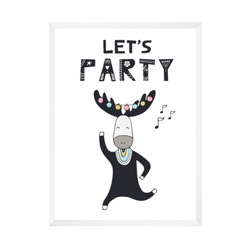 Let's party Birthday Poster 24X30 cm + white frame