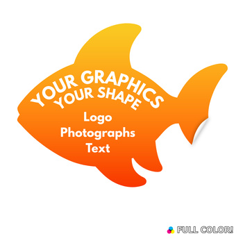 LOGO STICKERS Shape Outline with Print Waterproof Text Photo 70x70 mm