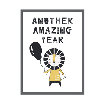 Another amazing year birthday poster 50X70 cm + stone gray frame
