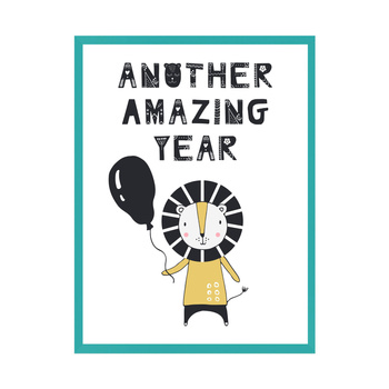 Another amazing year birthday poster 30X40 cm + turquoise sea frame