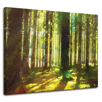 Canvas Print Oil Forest Trees Light Nature 100x80 cm