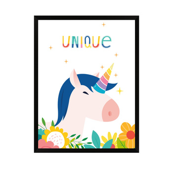 Children's Unicorn poster 30X40 cm + black frame