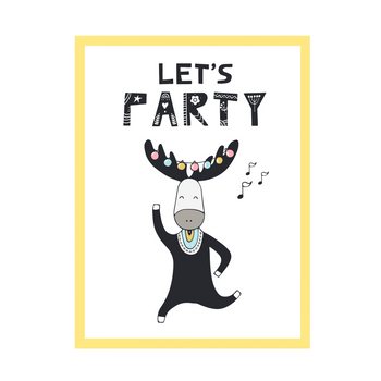 Let's party Birthday Poster 30X40 cm + yellow frame