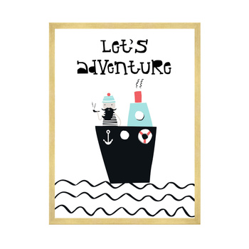 Children's poster Let's adventure 40X50 cm + gold frame