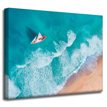 Canvas Print Sailboat Waves Sand Shore 50x40 cm