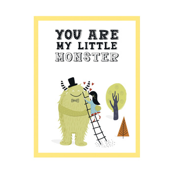 Children's poster You are my little monster 24X30 cm + yellow frame