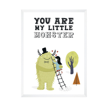 Children's poster You are my little monster 24X30 cm + white frame