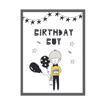 Birthday poster Birthday guy 24X30 cm + gray stone frame