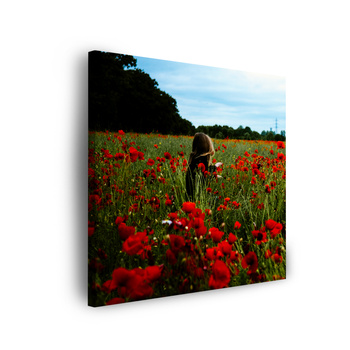 Canvas Print Nature Woman in a Poppies Field 40x40 cm