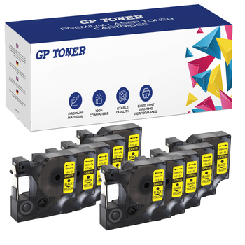 10x Dymo Tape D1 45018 Yellow Black 12mmx7m GP-DY45018 x10