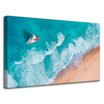 Canvas Print Sailboat Waves Sand Shore 80x50 cm