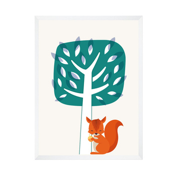 Children's Squirrel poster 30X40 cm + white frame