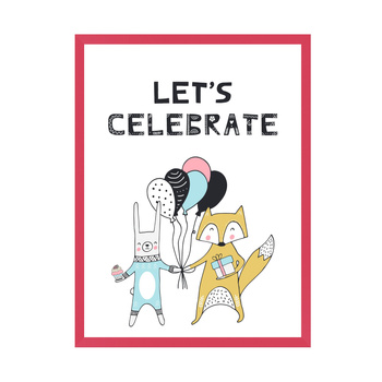 Let's celebrate Birthday Poster_2 30X40 cm + amaranth frame