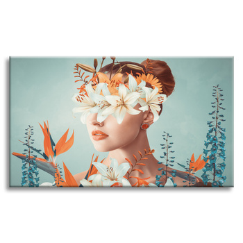 Canvas Print Flowers Nature Girl Bun Art 120x80 cm