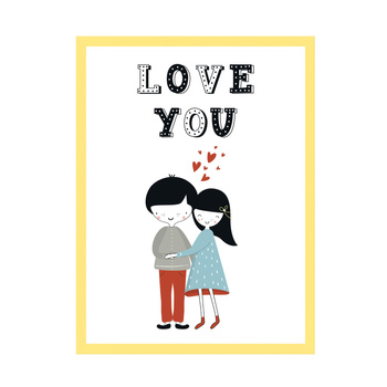 Children's poster Love you 21X29.7 cm + yellow frame