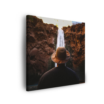 Canvas Print People Waterfall Mountains 90x90