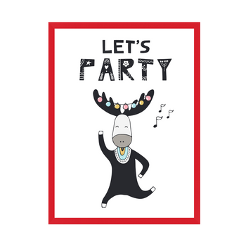 Let's party Birthday Poster 21X29.7 cm + red frame