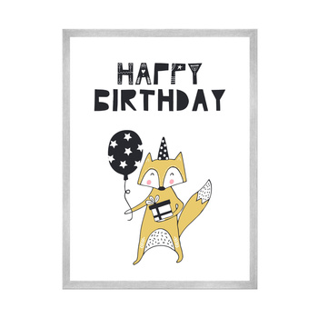 Birthday Poster Happy birthday 30X40 cm + silver frame