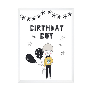 Birthday poster Birthday guy 40X50 cm + white frame