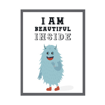 Children's poster I am beautiful inside 24X30 cm + gray stone frame
